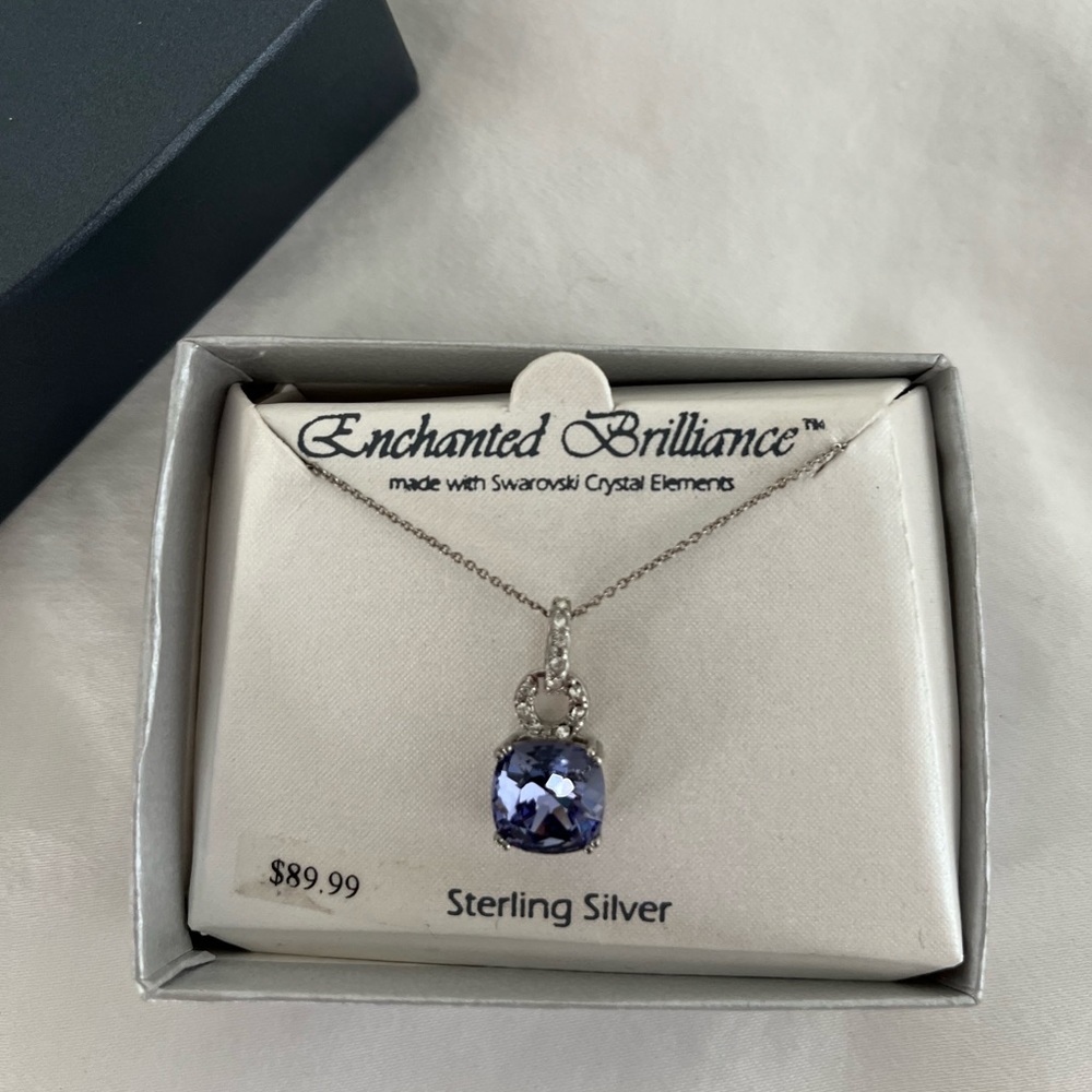 Purple Drop Pendant Sterling Silver Necklace